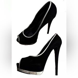 Giuseppe Zanotti Platform Sky High Heels Womens Size 40/9 Black Suede Pe…